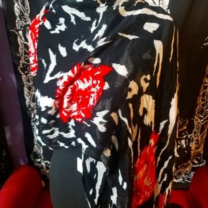 Black Scarf with Red Roses